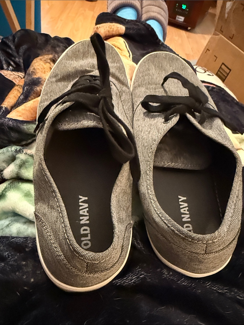 Old Navy Gray Canvas Lace-Up Sneakers with Black Laces